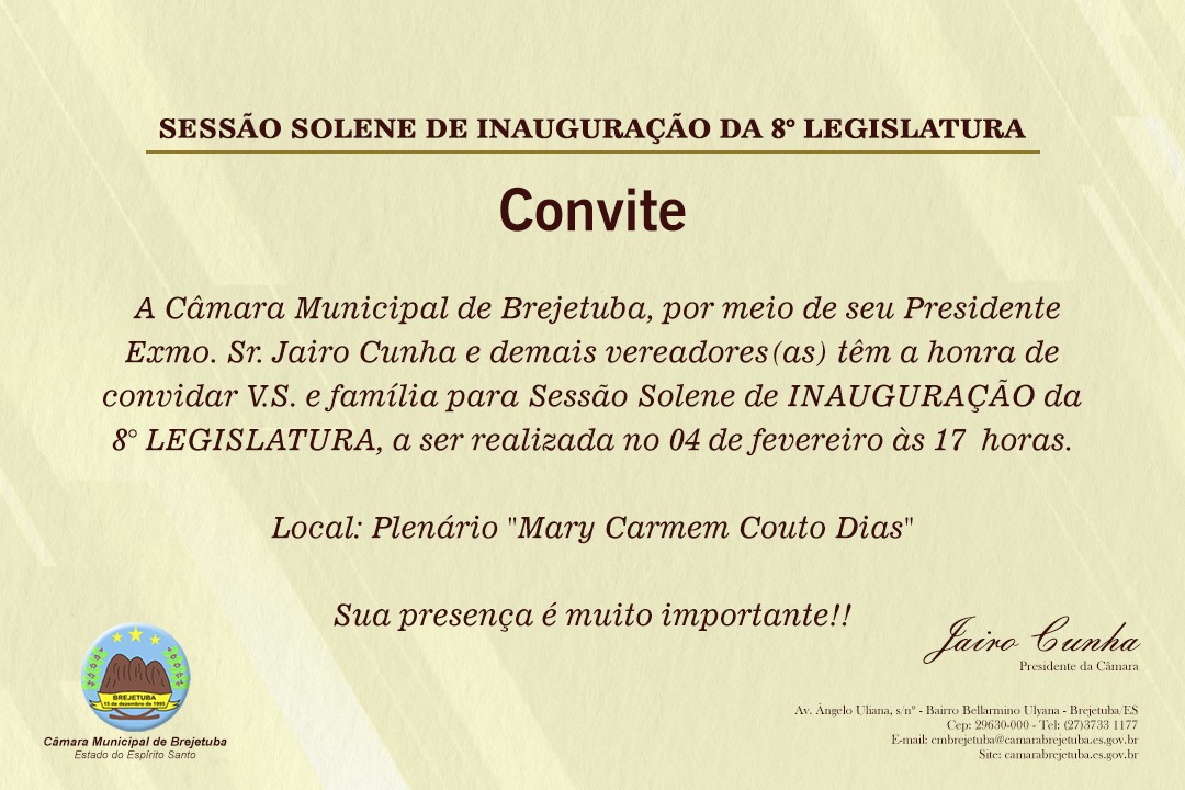 Sessão solene inauguração da 8° Legislatura