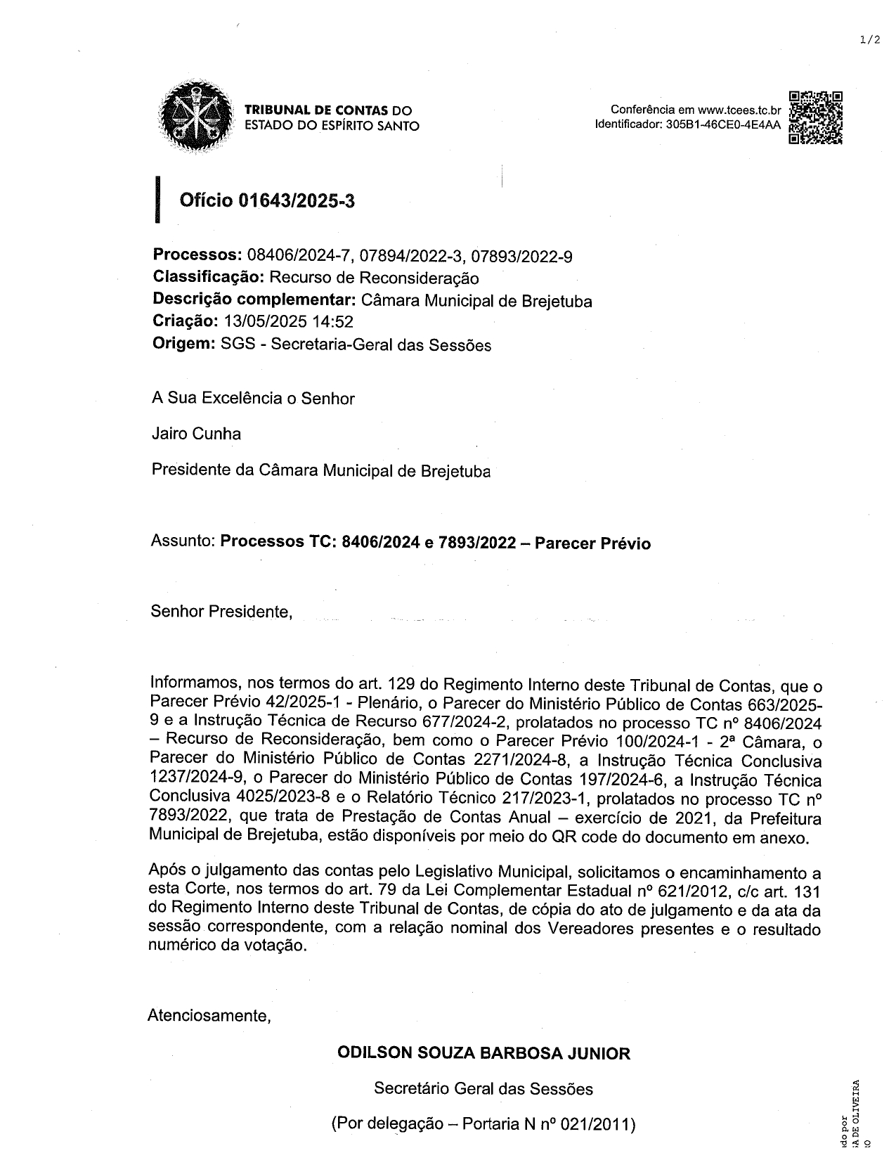 Prestação de Contas Poder Executivo ano 2021